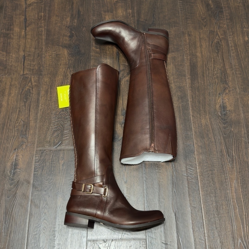 Gianni Bini Kassander Whiskey Wood Leather Boots Size 7.5 Women